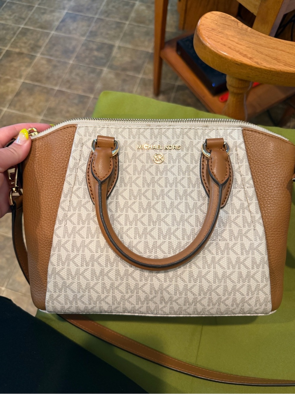 MICHAEL Michael Kors Beige/Cognac MK Signature Crossbody Satchel